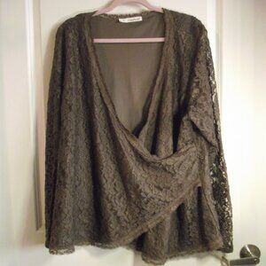 WOMEN'S SIZE 3 MAURICES BROWN/TAUPE LACE TOP